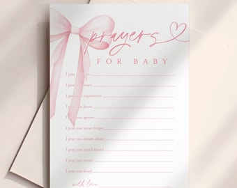 Prayers for Baby Template, Prayers for Baby Card Printable, Baby Shower Well Wishes Card, Editable Prayers for Baby Card #b14
