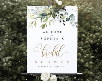 Portrait Bridal Shower Welcome Sign Template, Instant Download, Editable Text, Templett, Party, Reception, Brunch Poster, Decorations #c61