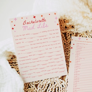 Bachelorette Mad Libs Game, Hand Drawn Bachelorette Weekend Games, Bachelorette Party Mad Libs, Bridal Shower Madlibs, Hens Party Games #c97
