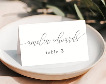 Wedding Name Cards Template, Wedding Place Cards, Printable Name Cards, Table Name Cards, Modern Minimalist Place Card Download #vmt12