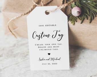 Design Your Own Tag, Try Before You Buy, Customizable Favor Tags Template, Tag For Wedding Guest Gift, DIY Custom, Print At Home #vmt510