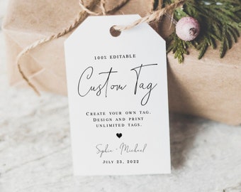 Druckbare Tag Vorlage, DIY Sofort-Download, personalisiert, Ihre Worte hier, Anpassen, Hochzeit Willkommen Tasche Artikel, Einfaches Herz #vmt710