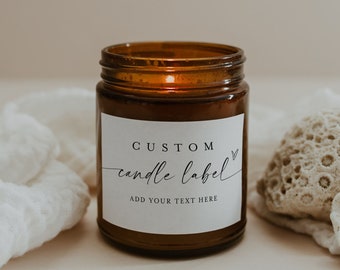 Custom Candle Label Template, Printable Sticker, Own Text on Candle, Personalize a Candle, Customize, Digital, Self-Editing, Modern DIY #f37