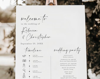 Modern wedding welcome sign Elegant wedding poster template Wedding program editable Large wedding sign Instant download Wedding board #f41