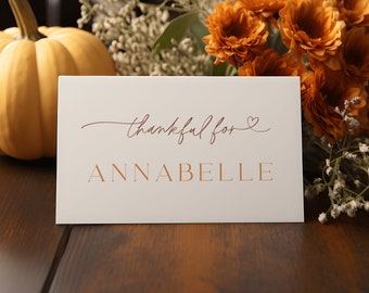 Sjabloon Thanksgiving-naamkaarten, plaatskaarten herfst vrijgezellenfeest, Thanksgiving couvert, plaatskaart herfst, plaatskaart herfst #f38