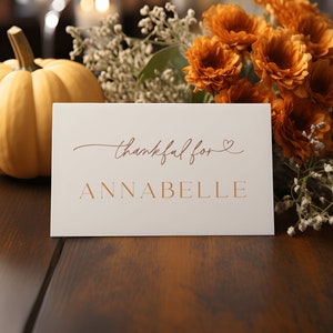 Thanksgiving Name Cards Template, Fall Bridal Shower Place Cards, Thanksgiving Place Setting Cards, Autumn Place Card, Fall Place Card #f38