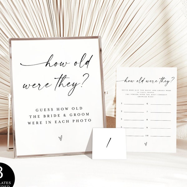 How Old Were They Bridal Shower Game Template, Sign And Card, Try Before You Buy, Guess How Old The Bride And Groom, Instant Download #f37