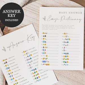 Emoji Pictionary Baby Shower Game, Editable Emoji Pictionary Game, Baby Shower Emoji Game, Emoji Baby Shower Game With Answer Key #f41