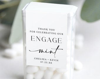 Engage Mint Tic Tac Stickers, Printable Engagement Party Tic Tac Label Template, Wedding Tic Tac Favor Stickers, Engagement Party Favor #f41