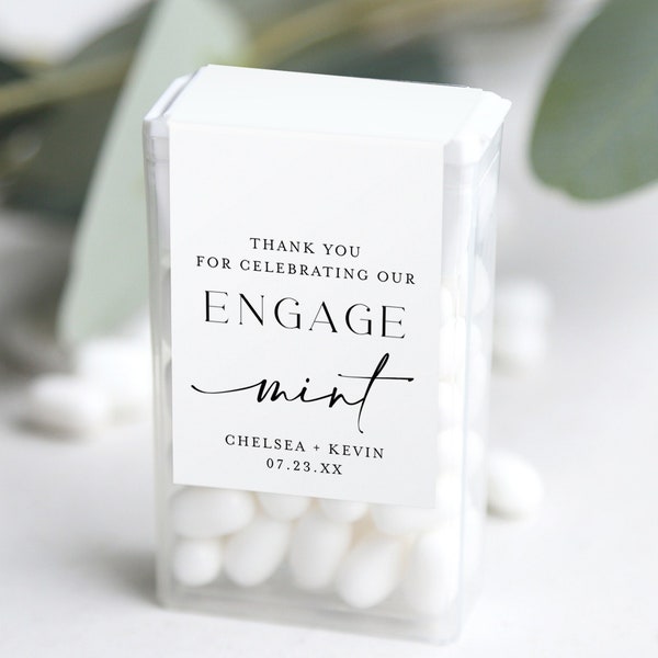 Engage Mint Tic Tac Stickers, Printable Engagement Party Tic Tac Label Template, Wedding Tic Tac Favor Stickers, Engagement Party Favor #f41