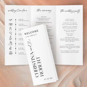Trifold Wedding Program Template, Tri Fold Wedding Ceremony Program, Order Of Service Template, Tri-fold Wedding Program Booklet #f38