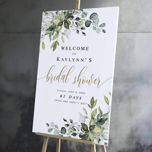 Printed & Shipped Bridal Shower Foam Board Sign, Greenery Gold Bridal Shower Welcome Sign, Garden Bridal Shower Brunch Poster #c61