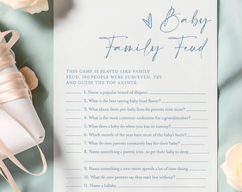 Baby Family Feud Game, Baby Feud Game, Baby Shower Family Feud Game, Family Feud Template, Minimalist Baby Shower Game #f41