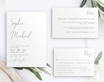 Templett DIY Handwritten Calligraphy Wedding Invitation 5x7 Calligraphy Printable Instant Download Adler: Save the Date Template