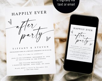Digital Happily Ever After Party Save The Date Invitation, Electronic Happily Ever After Party Evite, Instant Download E Invite #f37