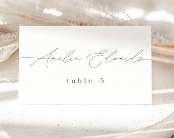 Wedding Name Cards Template, Wedding Place Cards, Printable Name Cards, Table Name Cards, Modern Minimalist Place Card Instant Download #f47