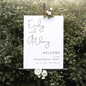 Engagement Sign, Edit With Templett, Fully Editable Template, Party Poster, Self-Editing, Instant Download, Printable, Romantic, Unique #f16