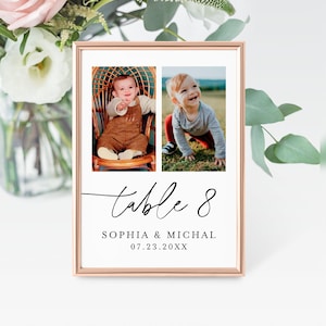 Photo Table Numbers Wedding, When We Were Age Table Numbers, Download, Pictures Table Numbers Printable, Childhood Ages Table Numbers #f38