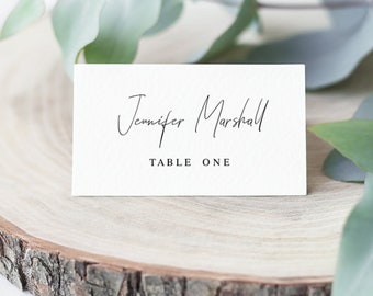 Sjabloon voor bruiloft naamkaarten, 100% bewerkbare tekst, Templett, Instant Download, Escord Table Decor, afdrukbare plaatskaartjes, minimalisme #vmt810