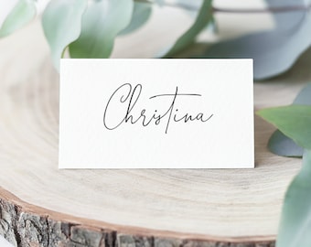 Place Cards Template, Flat and Folded, 100% Editable, Wedding Name Cards, Printable, Escort Seating, Modern Rustic, Simple, Minimal #vmt710