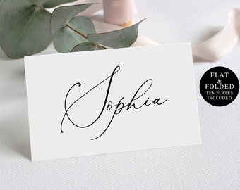 Elegant Wedding Place Cards, Calligraphy, Fully Editable Template, Reception Seating Cards, Escort, Name, Instant Download, Formal #vmt10