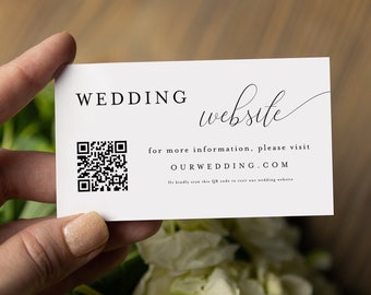 QR Code Wedding Website Card, RSVP Online Card, Minimalist Wedding Website Card Template, Invitation Insert, Wedding Registry QR Code #vmt12