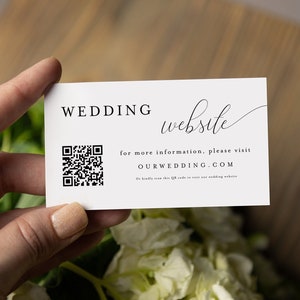QR Code Wedding Website Card, RSVP Online Card, Minimalist Wedding Website Card Template, Invitation Insert, Wedding Registry QR Code #vmt12