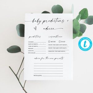 Baby Predictions and Advice Cards Template Printable - Etsy