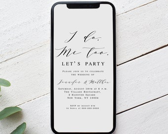 Simple Evite Template, Electronic Invitation, Text Message Invite, Phone, Cell Phone, iPhone, I Do, Me Too, Lets Party, Elopement #vmt310