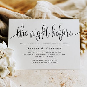 The night before invitation Rehearsal dinner invitation template Pre wedding party invitation Editable invitation Printable template vmt610 image 3