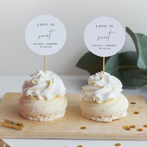 Download immediato di topper per cupcake, modello di etichetta per bomboniera Love Is Sweet, bar di caramelle per matrimonio, personalizzato, 2x2, modificabile, minimalista semplice #vmt710