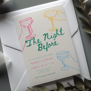The Night Before Rehearsal Dinner Invitation Template, Whimsical Editable Wedding Invite, Hand Drawn Download, Modern Funky Design #c97-S1