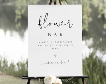 Flower Bar Sign Template, Build Your Bouquet, Wedding Flower Favors, Bridal Flower Bar Decor, Baby Shower, Edit With Templett Customize #f35