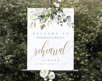 Rehearsal Dinner Welcome Sign Template, Downloadable, Customizable, Self-Editing, Customize, Printable Poster, Greenery, Botanical Boho #c61