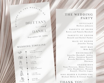 Wedding Program Template, Wedding Day Icon Timeline, Ceremony Program, Order of Service, Itinerary Template Digital Download Minimalist #f40