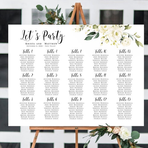 Seating Chart Poster Template Templett Sign Your Seat Etsy