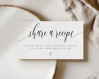 Share A Recipe Card Template, Try Before You Buy, Invitation Insert, Bridal Shower Enclosure, 100% Editable Text, Recipe Request Card #f27