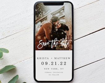 Electronic Save The Date Template, Text Message Save The Date Evite, Phone, Eco Friendly, Digital, Photo, Picture, Instant Download #vmt210