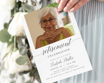 Retirement Celebration Invitation, Self Edit Template, Customizable, Invite For Men Or Women, Templett, Photo, Picture, Personalized #f29