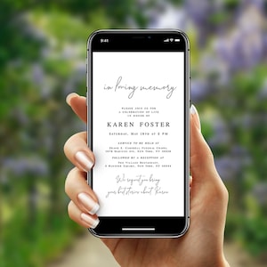 Simple Funeral Evite, Electronic Invitation Template, Text Message Death Announcement, iPhone, Paperless, DIY Personalized, Custom #vmt710