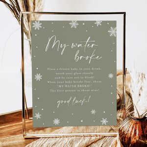 My Water Broke Baby Shower Game, My Water Broke Game, Ice Cube Baby Brunch Game, Printable Snowflake Theme #f38