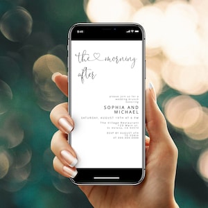 Evite Template, Digital Download, Electronic Invitation, Text Message Invite, Wedding Brunch, The Morning After, Elegant Bohemian Heart #f23