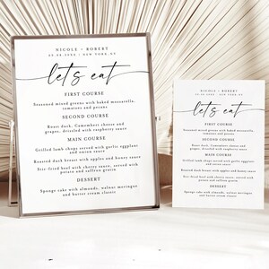 Printed Rehearsal Dinner Menu Table Sign