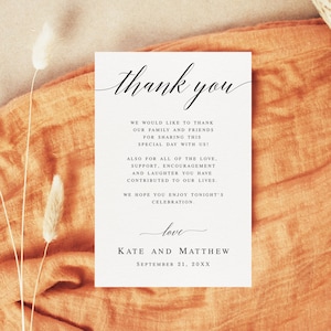 Notas de agradecimiento de boda Plantillas imprimibles Plantilla de agradecimiento editable Gracias a los invitados Tarjetas de mesa de agradecimiento para tarjetas de boda #vm51