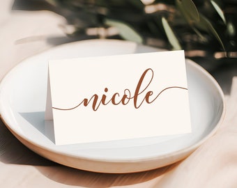 Name Card Template, Modern Minimalist Wedding Place Card Template, Printable Name Card, Simple Place Card, Boho Wedding Place Card #vmt510