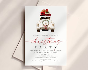 Christmas Party Invitation Template, Instant Download, 100% Editable Text, Customize, Self-Editing, Customizable, Printable, Car, Gifts #c76