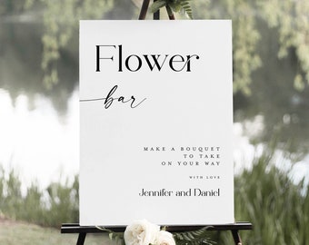 Flower Bar Sign Template, Build Your Bouquet, Instant Download, Wedding Flower Favors, Bridal Flower Bar Decor, Templett, Baby Shower #f40