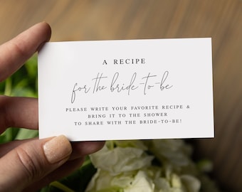 Share A Recipe Card, Bridal Shower Recipe Card Request, Invite Enclosure, Personalized, Recipe For The Bride To Be, Self-Editing DIY #vmt710