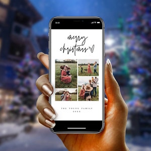 メリークリスマスEカードテンプレートのダウンロード、自分の写真を追加、コラージュ、電子、写真、パーソナライズ、ハッピーホリデー、テンプレートDIY #f24