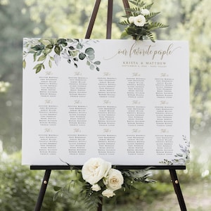 Our Favorite People Seating Chart, Printable Wedding Template, US, UK Poster Sizes, Templett, 18x24, 24x36, A1, A2, Greenery Gold, Boho #c61